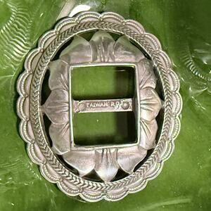 Vintage Sunflower Scalloped Silver-Tone Belt Slide Metal Concho‎